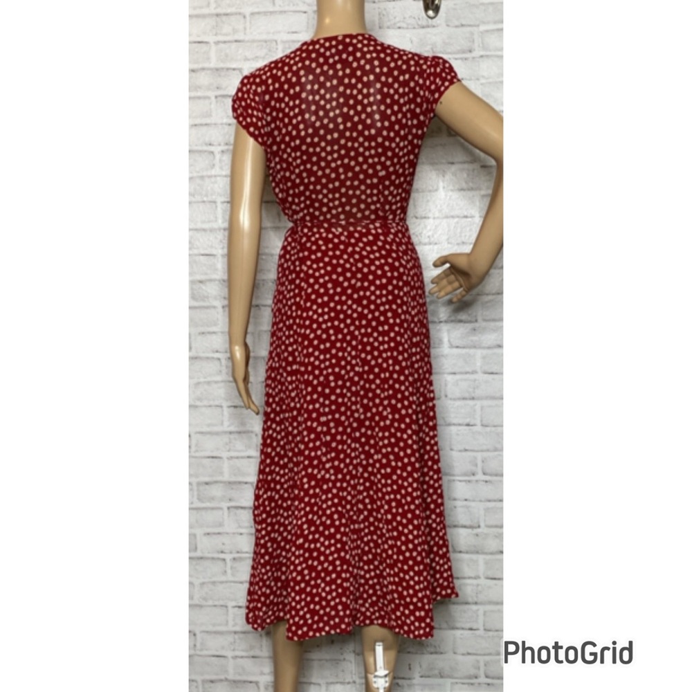 Reformation Red floral wrap Midi Dress - Picture 4 of 10